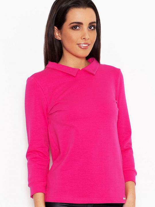 Katrus Women's Blouse Cotton with 3/4 Sleeve Pink