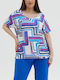 Women's Blouse Short Sleeve Blue