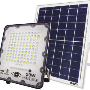 Com Слънчев LED Прожектор 50W Студено Бяло 6500K с Фотоклетка