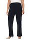 Damen Stoff Hose mit Gummizug in Geradem Schnitt Blue