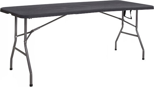 Plastic Masa pentru spații exterioare Pliabil cu schelet metalic Negru 180x75x75buc
