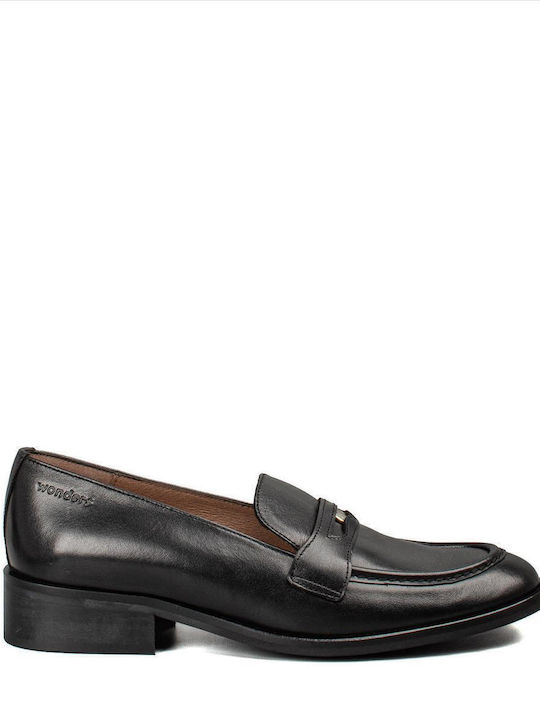 Leather Women's Loafers in Black Color