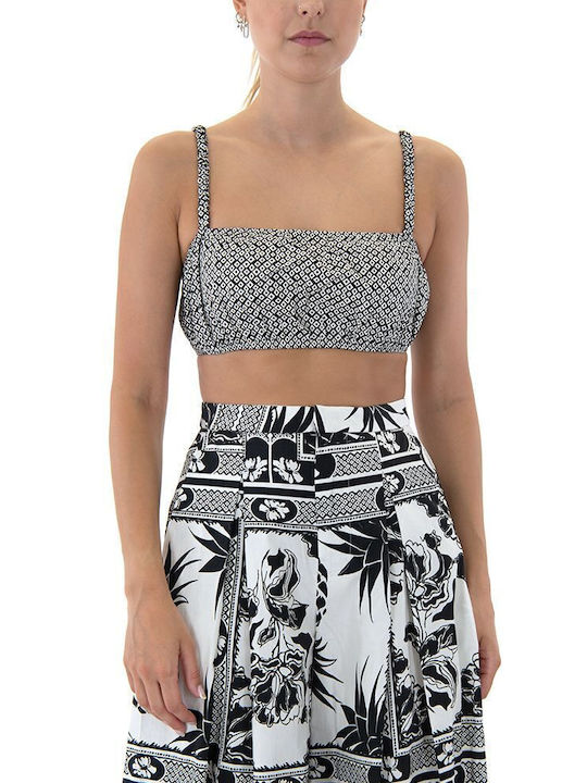 Women's Blouse Corset with Straps White-Black