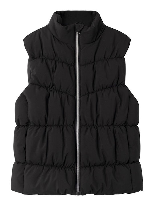 Kinder Steppjacke Ärmellos Kurz Schwarz