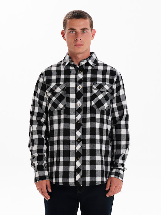 Basehit Long-sleeved Flannel Shirt Checked White