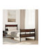 Half Double Metal Bed Brown with Slats for Mattress 107x203cm