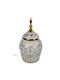 Estheti Home Ceramic Metal Vase White/Gold Φ15x28cm 752-20351