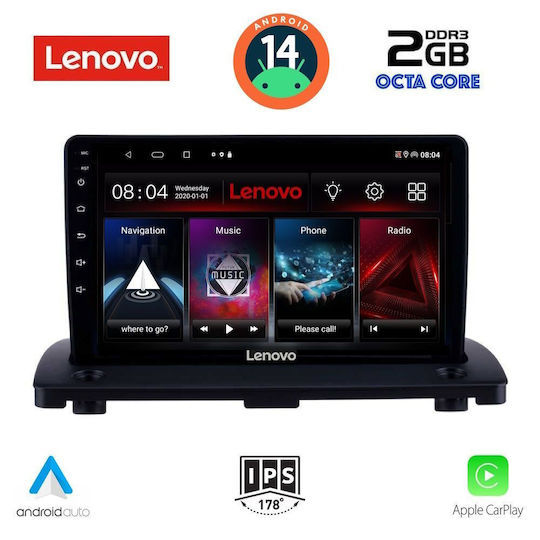 Lenovo Автомобилна Аудио Система (Блутут/USB/WiFi/GPS/Apple-Carplay/Android-Auto) с Тъчскрийн 9"
