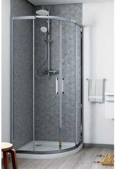 Ideal Standard Connect 2 Καμπίνα Ντουζιέρας Ημικυκλική με Συρόμενη Πόρτα 100x100cm Clear Glass Chrome
