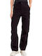 Women's High-waisted Fabric Cargo Trousers Black
