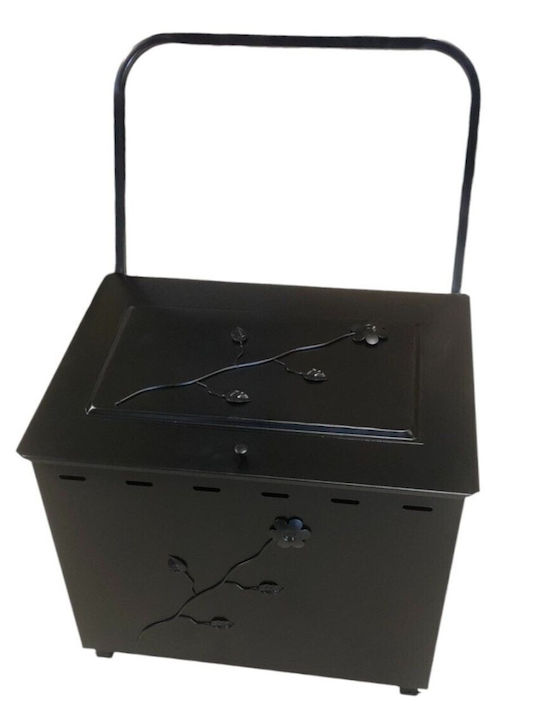 Metalic Cărucior pentru transportul lemnelor 63x63x90cm Negru