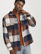 Long Sleeve Overshirt In Regular Fit Checked Navy Blue