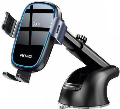AMiO Car Mobile Mount with Magnet and Wireless Charging Black