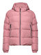 Women's Short Sports Jacket for Winter with Hood Pink