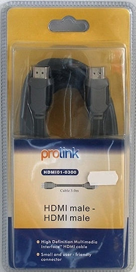 Prolink Cable HDMI male - HDMI male 3m Μαύρο