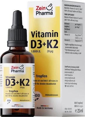 Zein Pharma Vitamin D3 & K2 für Stärkung des Immunsystems & die Knochengesundheit 25ml