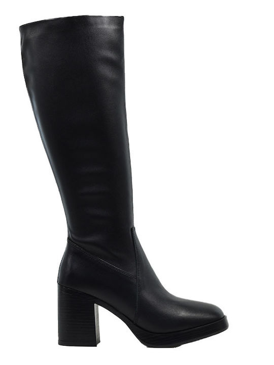 Robinson Leather High Heel Women's Boots with Laces Black