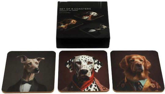 Atmosphera Dog Head Round Wooden Coaster 10cm 6 Pieces