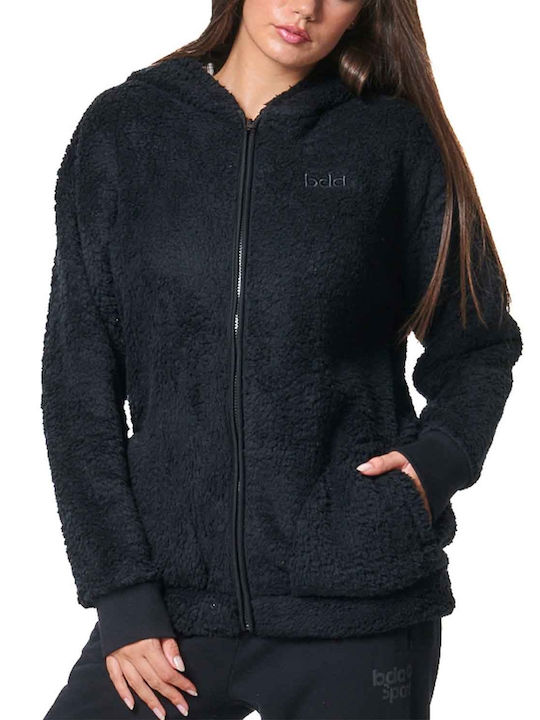 Body Action Short Women's Cardigan with Zipper Black