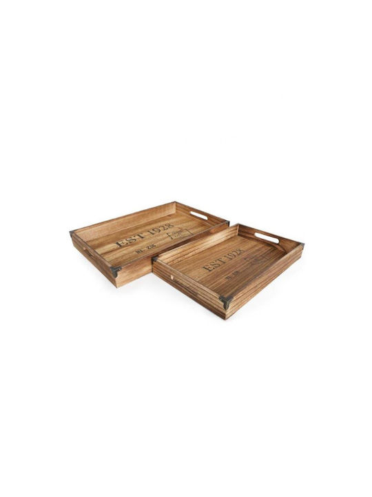 Atmosphera Wooden Rectangular Serving Tray in Brown Color GS0114 1pcs