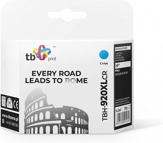 TB Print Compatible Inkjet Printer Ink HP TBH-920XLCR 700 Pages 14.5ml Cyan 1pcs ERTBPH0920C