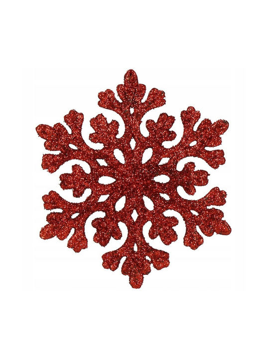 Ornament suspendat Fulgi de zăpadă Plastic Roșu Set 8buc