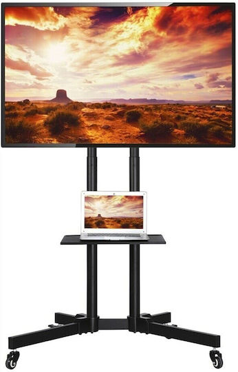 Techly Multifunction Mobile TV Stand Trolley Wheeled Floor TV Mount 37" 70" Shelf & Camera Holder