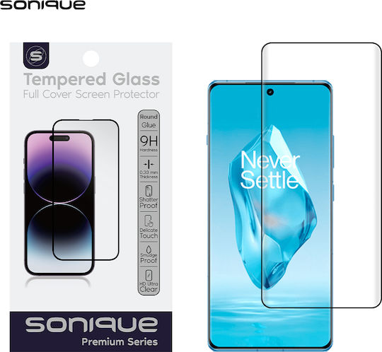 Curvy Glass Sonique Premium Serie HD Vollabdeckung 9H OnePlus 12R 5G Schwarz