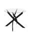 Jafaru Round Table Kitchen with Glass Surface Black 90x90x75cm