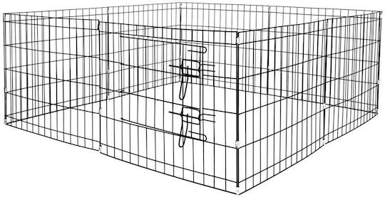Gard pentru animale de companie din fier, formă configurabilă, ușă de acces, 3XL 155x155x61cm, negru