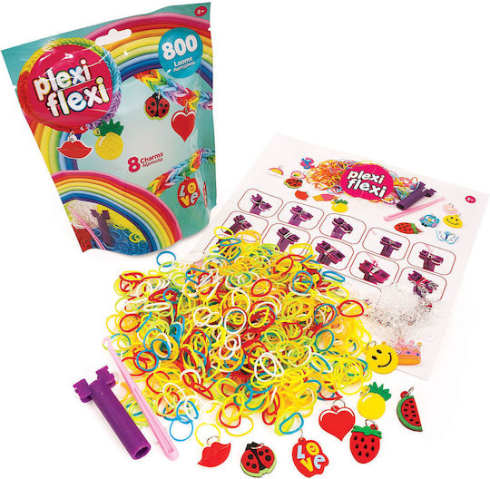 AS Hair Ties Plexi Flexi Plexi Flexi Bag 800 Elastics & 8 Accessories - Light Blue For Children 5+ Years