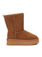 Leder Stiefeletten Damen mit Pelz Braun