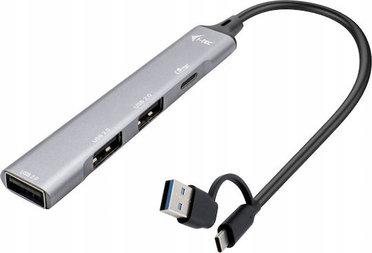 i-tec Hub 4 Θυρών USB 3.0 με σύνδεση USB-A / USB-C Ασημί