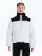 Women's Short Puffer Jacket for Spring or Autumn White