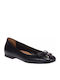 Lederne Damen Ballerinas in Schwarz Farbe
