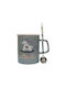 Ceramic Mug "Unicorn" Gray Lid Inox Original Spoon 480ml Etoile Pt-510b