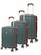Benzi Benzi Hard Green Travel Suitcases with 4 Wheels Set of 3 Pieces