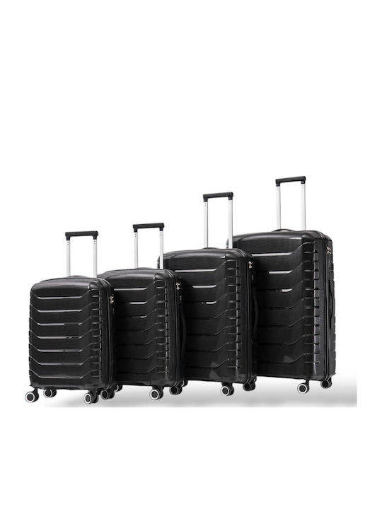 FlyNow Βαλίτσες Ταξιδιού Σκληρές Μαυρο με 4 Ρόδες Σετ 4τμχ