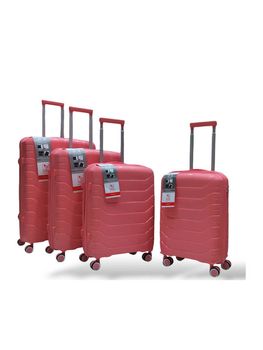FlyNow Βαλίτσες Ταξιδιού Σκληρές Κοραλί με 4 Ρόδες Σετ 4τμχ