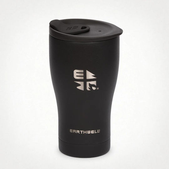 Earthwell Ποτήρι Θερμός Ανοξείδωτο BPA Free 470ml Volcanic Black με Καλαμάκι