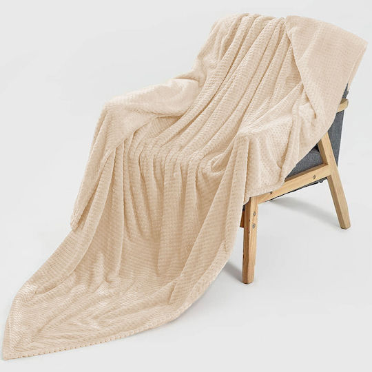 TnS Popcorn Pătură Catifea Dublă 200x220 cm Bej
