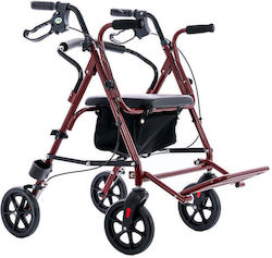 MDH Foldable Aluminum Walker with Wheels Red