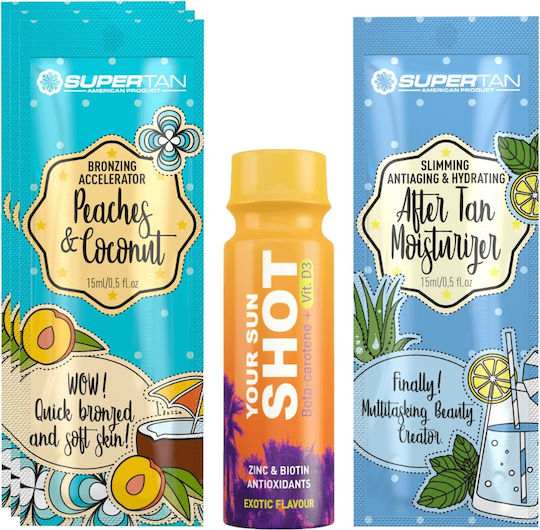 Supertan Peaches & Coconut 3x 15ml Bronzer Accelerator + Freebies