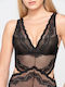 Frauen Bodysuit mit Spitze Black