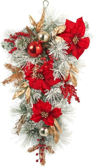 Hanging Decorated Christmas Tree Wall Garland Snowy Green Red Gold 80cm 313.001.0428.99