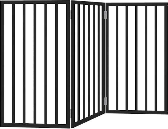 Poartă pliabilă pentru câini 3 panouri negru 150 cm lemn de plop negru 50 x 90 x 2 cm