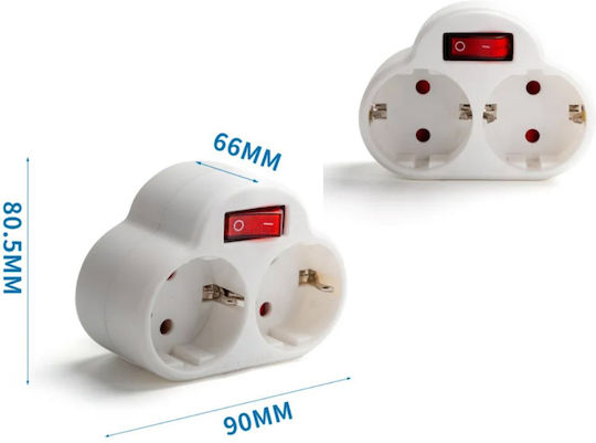 Aigostar T-Shaped Wall Plug with Surge Protection 2 Positions with Switch