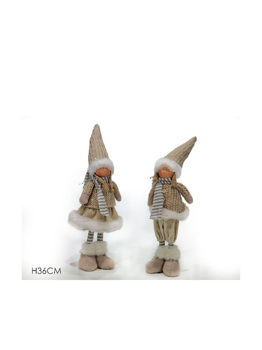 General Trade Christmas Fabric Figure Toddler Beige Height 36cm 2pcs