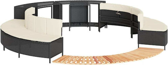 Jacuzzi Frame Black Synthetic Rattan + Solid Acacia Wood Black 3270643