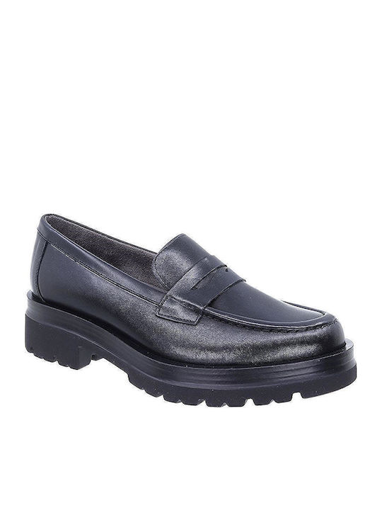 Leather Women's Moccasins in Black Color